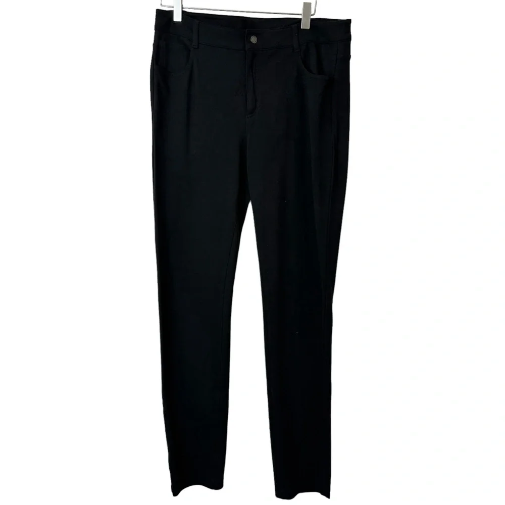 Athleta Black Skinny Ponte Stretch Knit Pants Size 12 - Picture 2 of 10